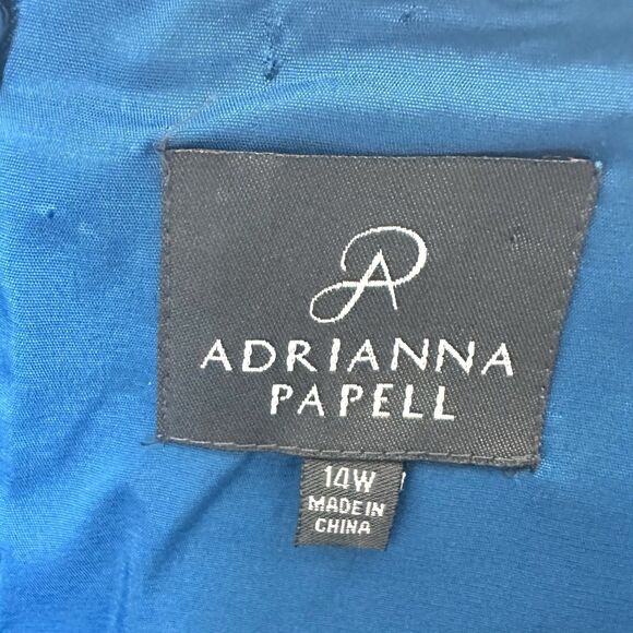 Adrianna Papell Dress 14 Pleated Sheath Midi Sleeveless Blue NWT - Picture 2 of 7